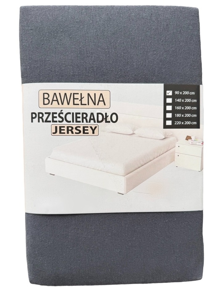 Przescieradło z gumką Jersey 90x200 , grafit