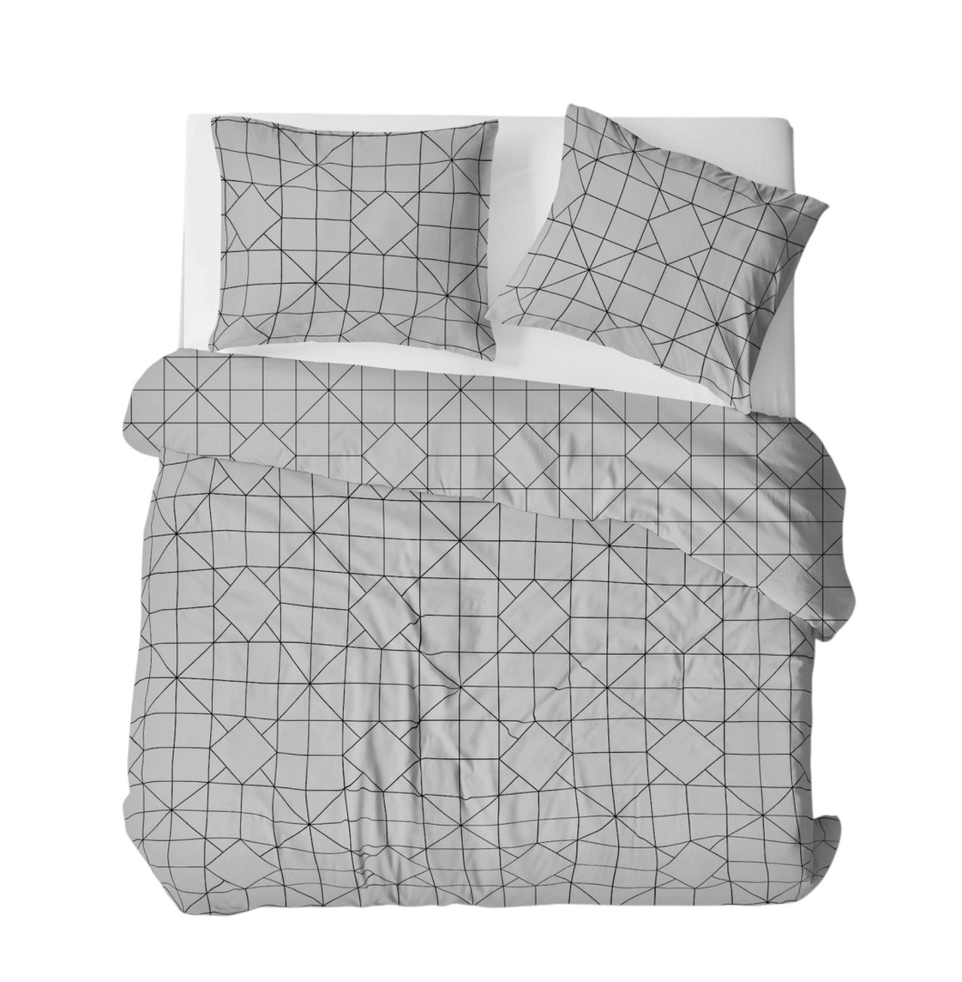 Pościel 220x200 + 2 poszewki | 100% bawełna | geometryczna czarne 2053
