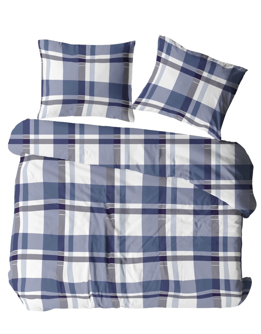 Pościel 220x200 + 2 poszewki | 100% bawełna | 2029 krata granat
