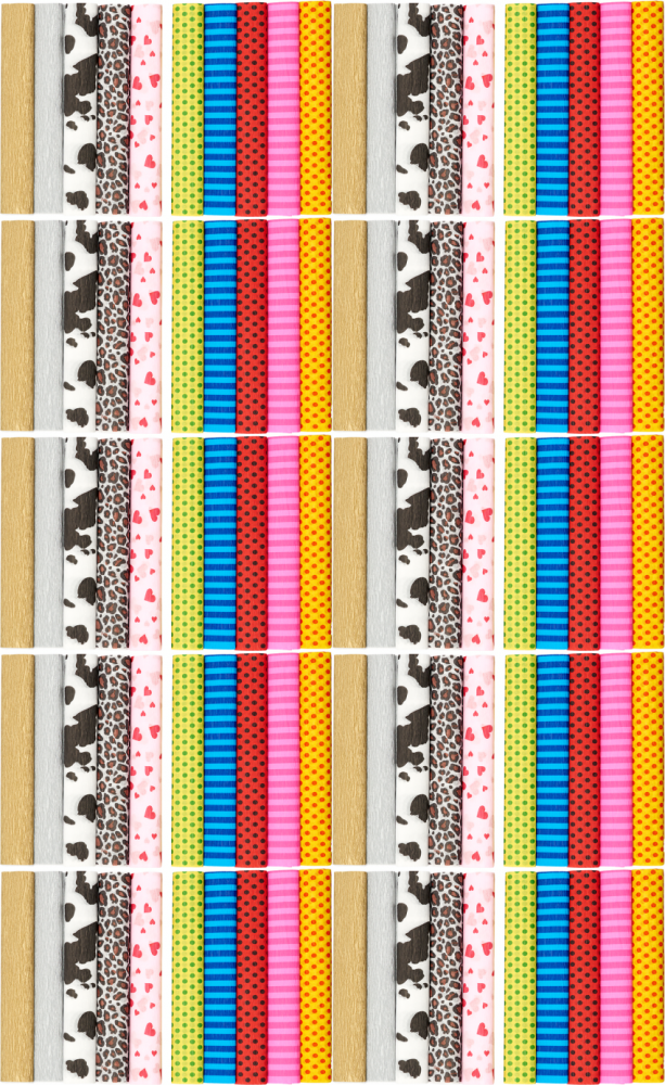 10x Bibuła marszczona TOP 2000 Creatino, 25x200cm, 10 sztuk, mały mix kolorów wzorzystych