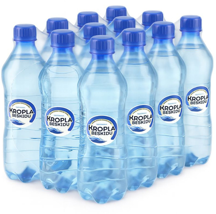 12x Woda gazowana Kropla Beskidu, 0.5l, butelka PET, KAUCJA