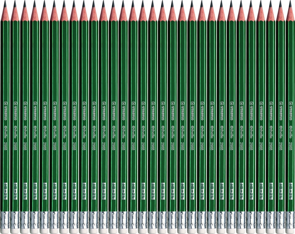 60x Ołówek Stabilo Othello 2988, HB, z gumką, zielony