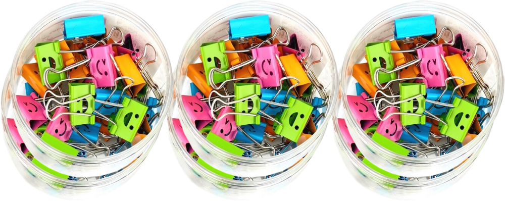 6x Klip biurowy D.Rect, buźki, 25mm, 48 sztuk, mix kolorów