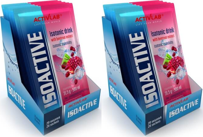 2x Napój izotoniczny Activlab Isoactive, w saszetkach, kiwi- granat, 20 sztuk x 31.50g