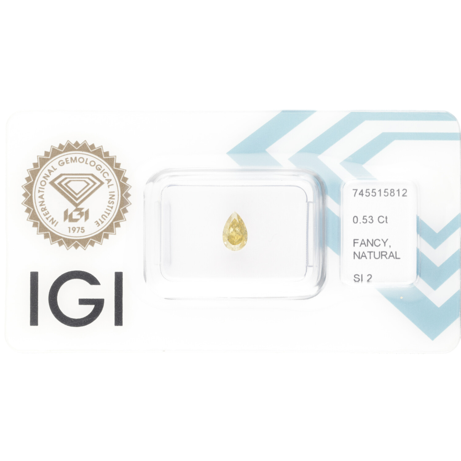 Diament naturalny 0,53 CT / Natural Fancy Intense Greenish Yellow / Pear Modified Brilliant / SI2 / VG - wysyłka 24 h! - Mennica Skarbowa