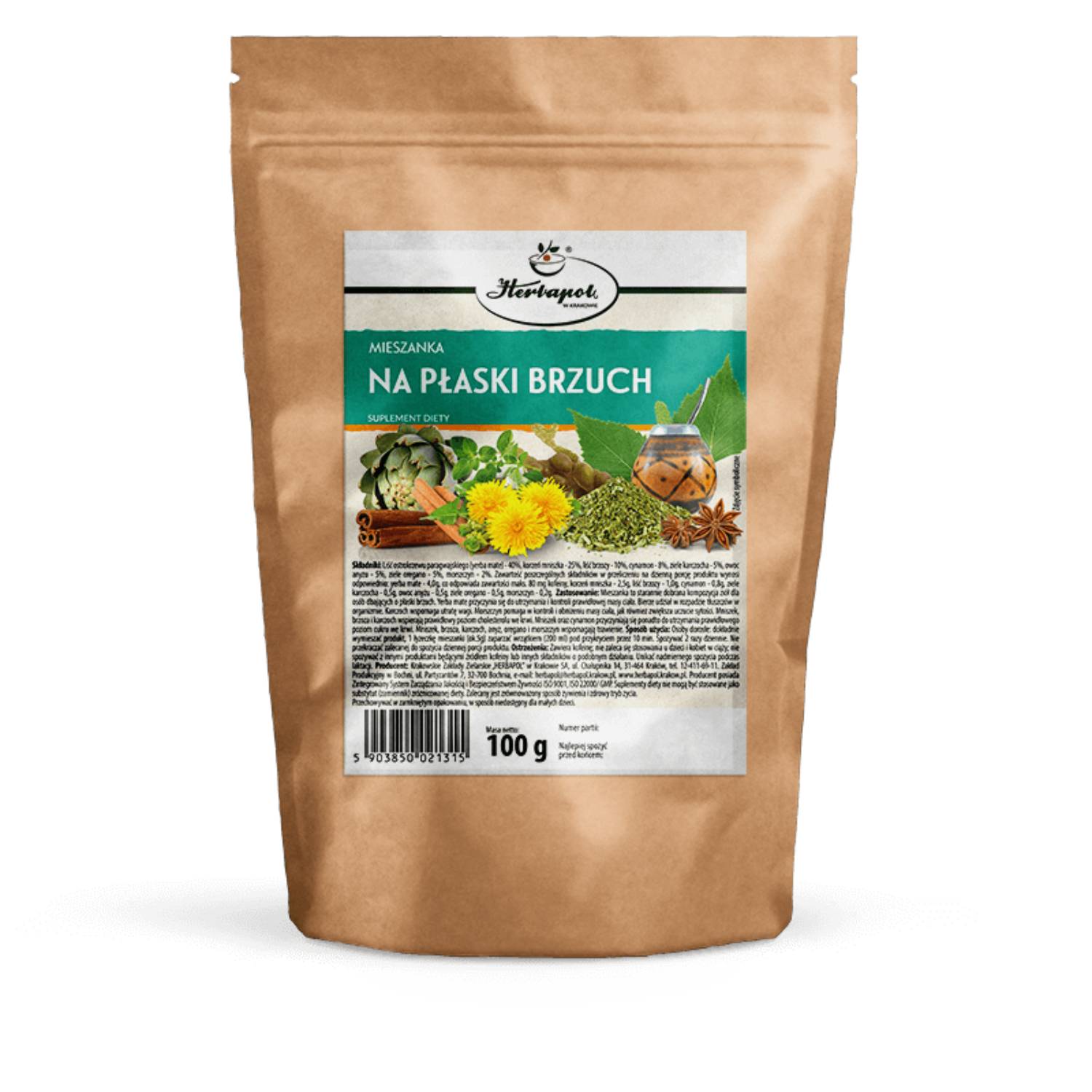 Herbapol kraków, mieszanka na płaski brzuch, 100 g