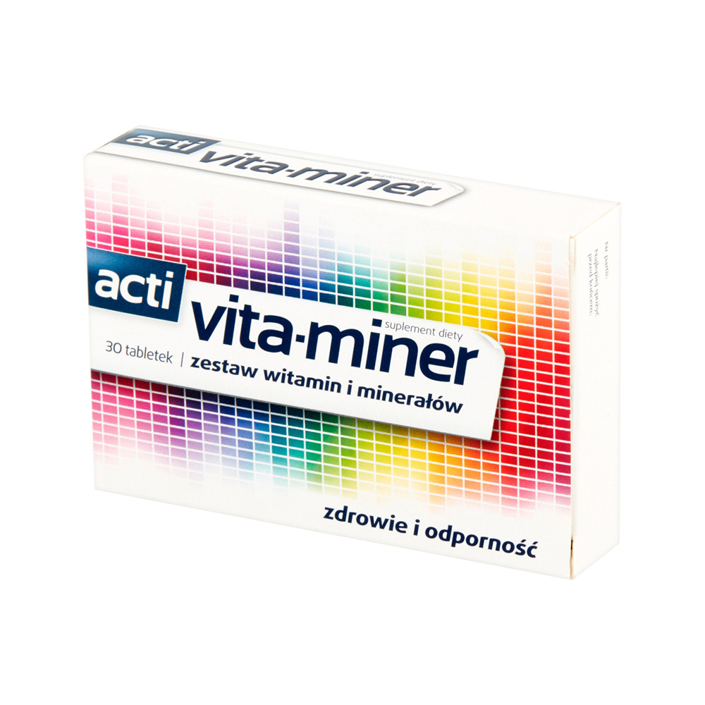 Acti vita-miner - zestaw witamin i minerałów, zdrowie i odporność, 30 tabletek