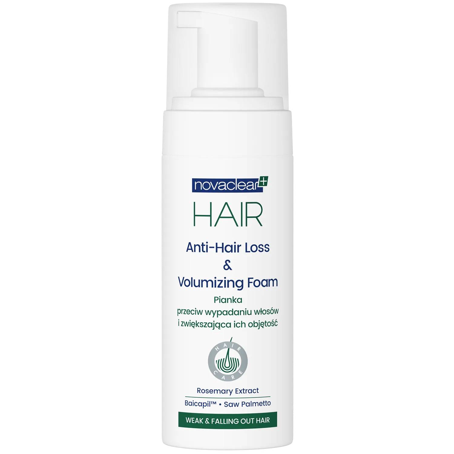 Novaclear hair - pianka przeciw wypadaniu włosów i zwiększająca ich objętość, 150 ml