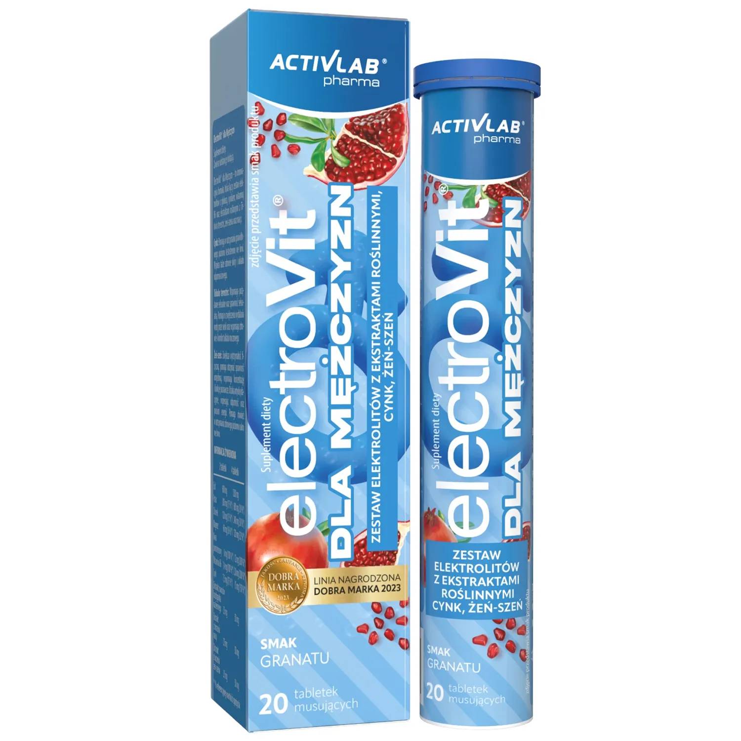 Activlab electrovit dla mężczyzn, smak granatu, 20 tabletek musujących