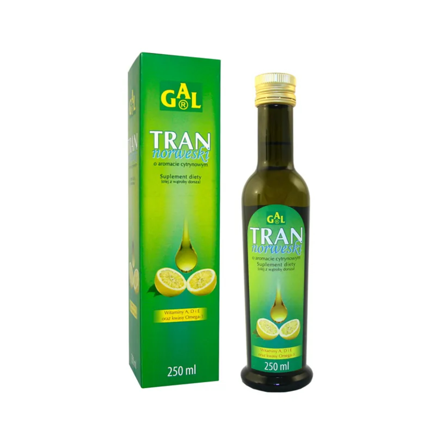 Gal tran norweski naturalny w płynie, smak cytrynowy, 250 ml
