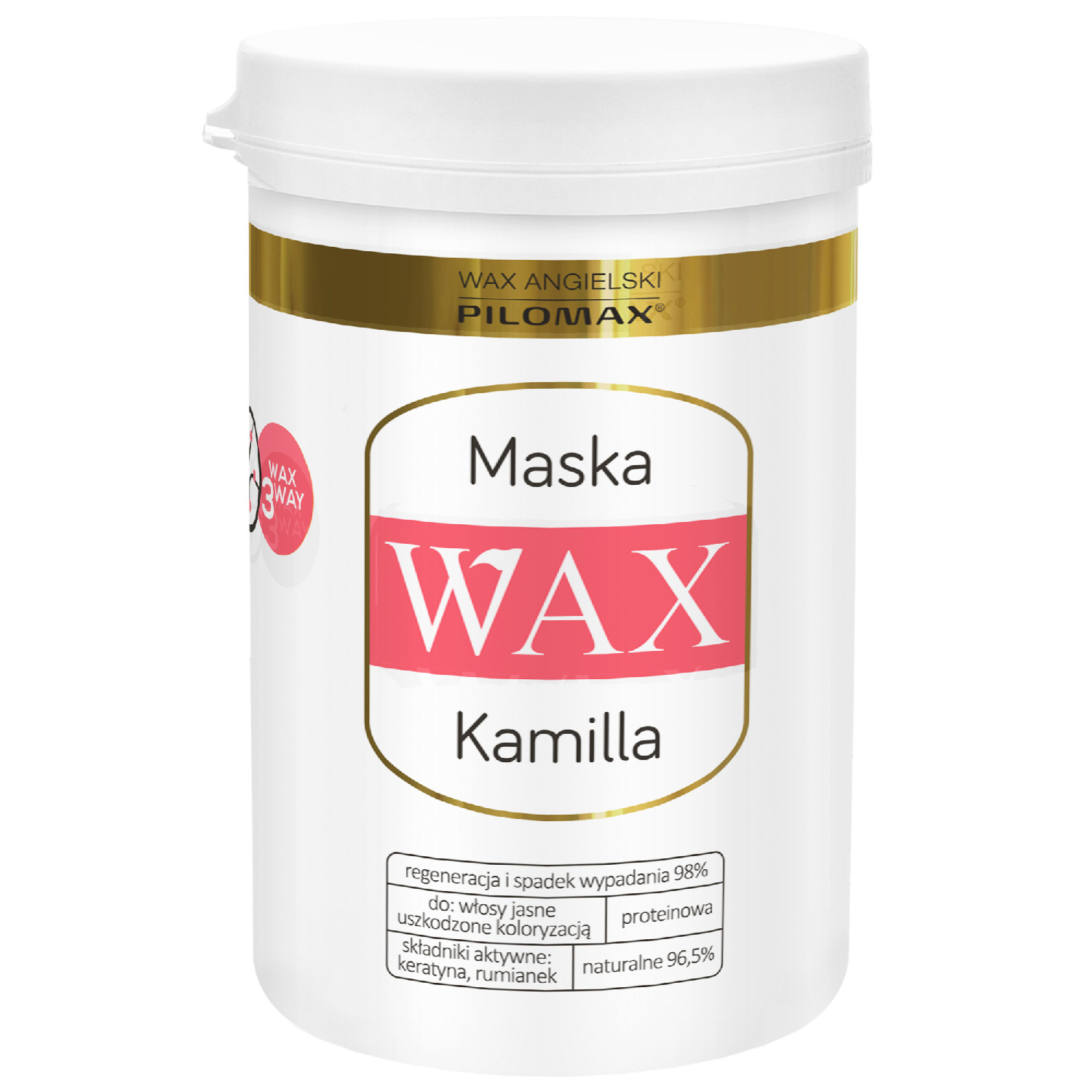 Pilomax kamilla wax colourcare - maska regenerująca do farbowanych włosów jasnych, 480 g