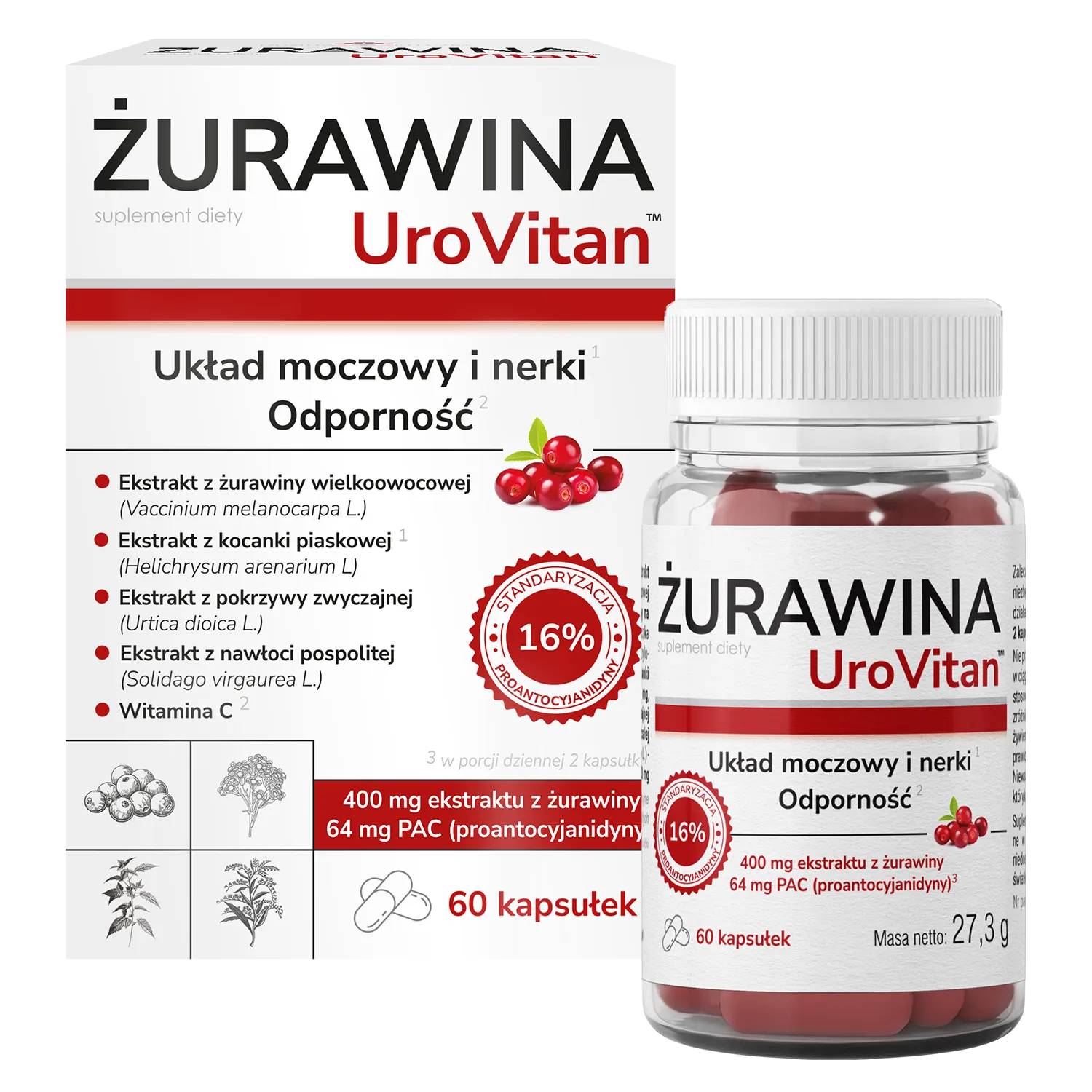 Domowa apteczka żurawina urovitan, 60 kapsułek