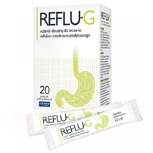 Reflu-g - objawy refluksu żołądkowo-przełykowego, roztwór doustny, 20 saszetek