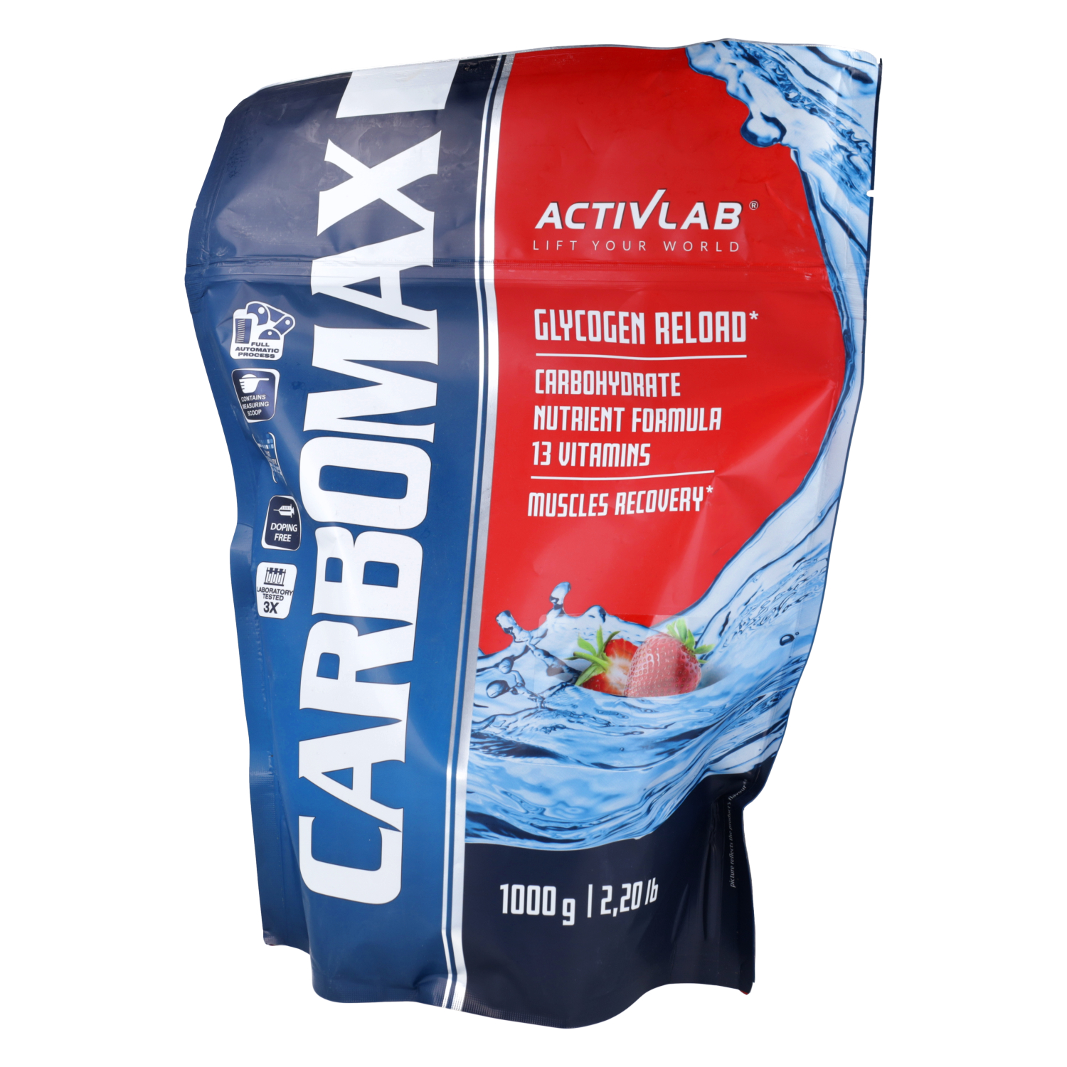 Activlab carbomax energy power, węglowodany i witaminy, o smaku truskawkowym, 1000 g