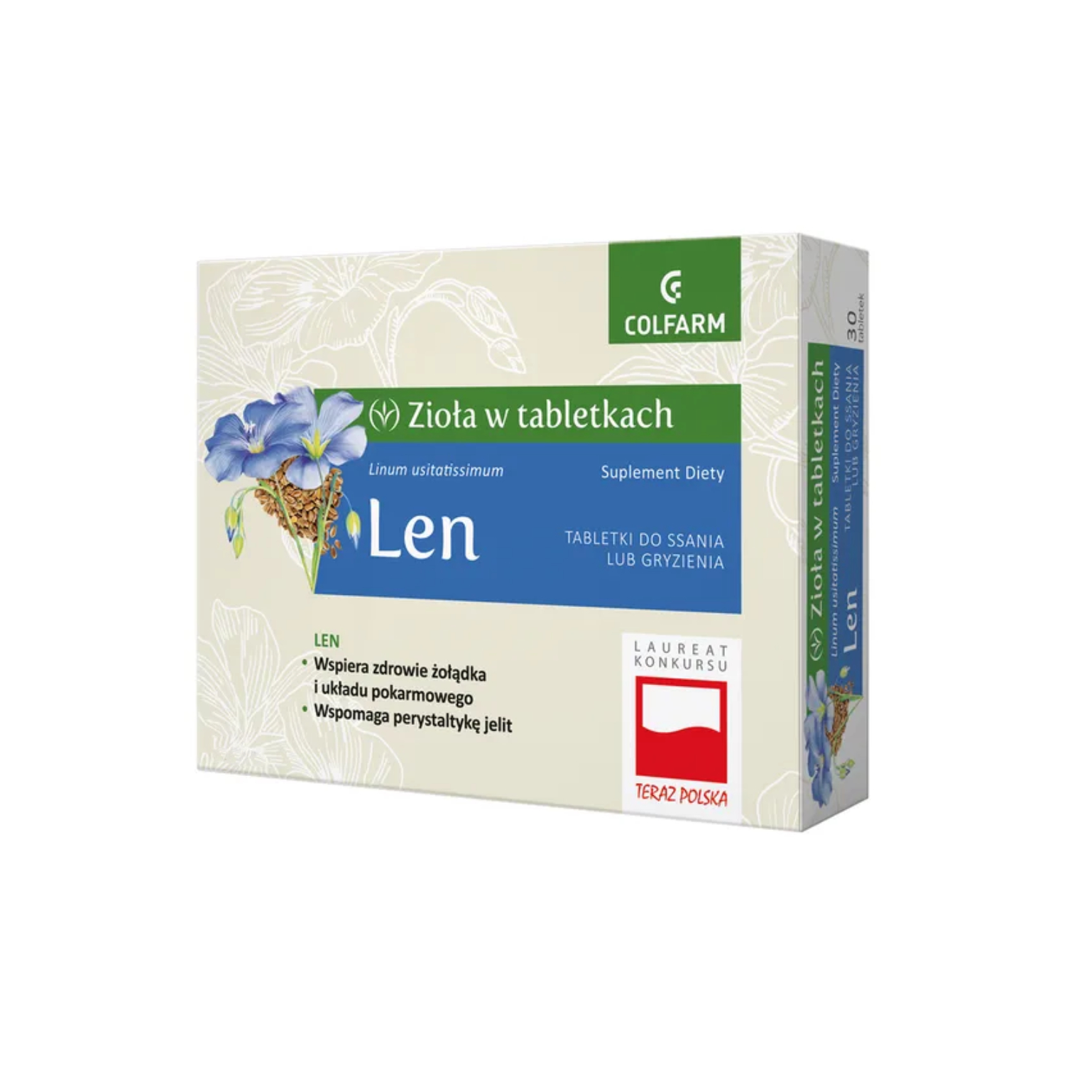 Zioła w tabletkach len, 60 tabletek do ssania lub gryzienia