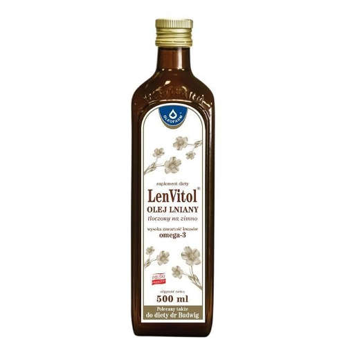 Lenvitol - olej lniany budwigowy tłoczony na zimno, 500 ml - tylko odbiór osobisty