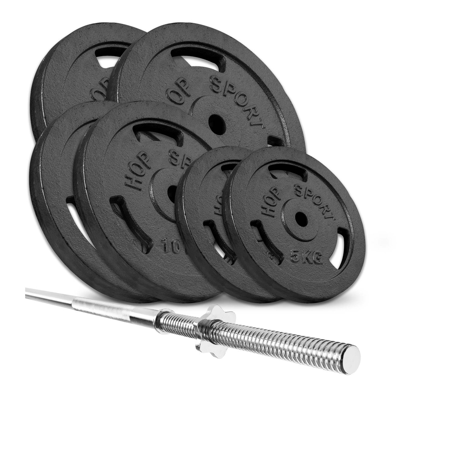 Set d’haltères en fonte 69 kg avec barre de musculation longue