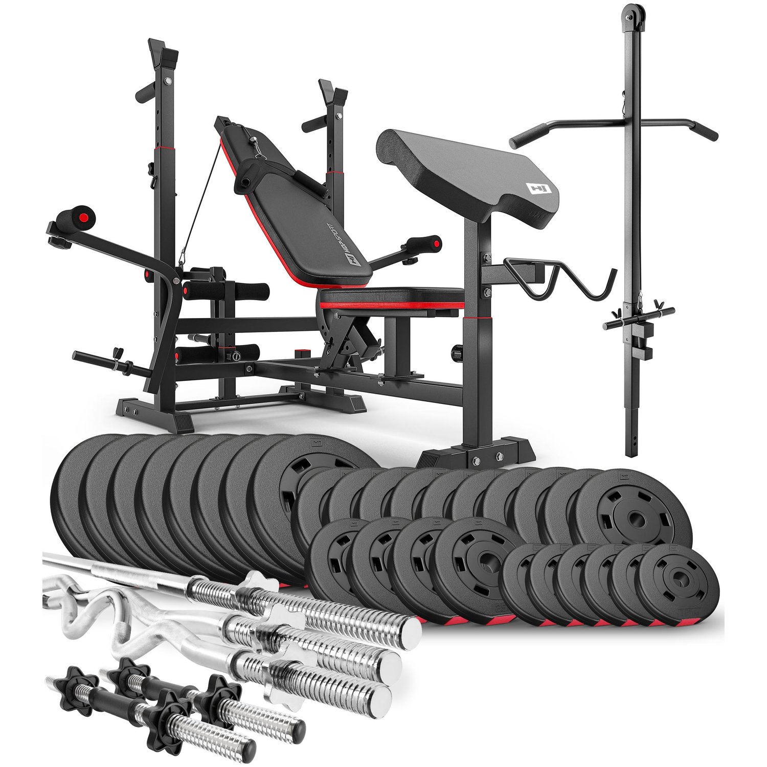Ensemble d'haltères en plastique 173 kg avec banc de musculation HS-1075 et poulie haute