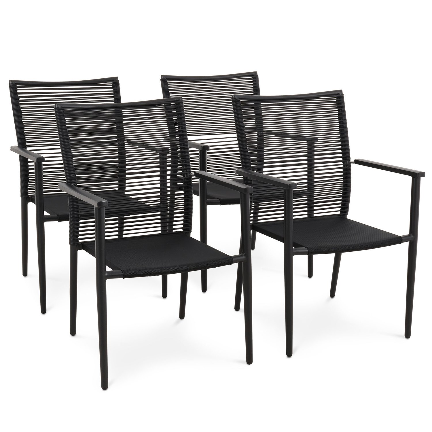 4er Set Gartenstühle Codi - Schwarz