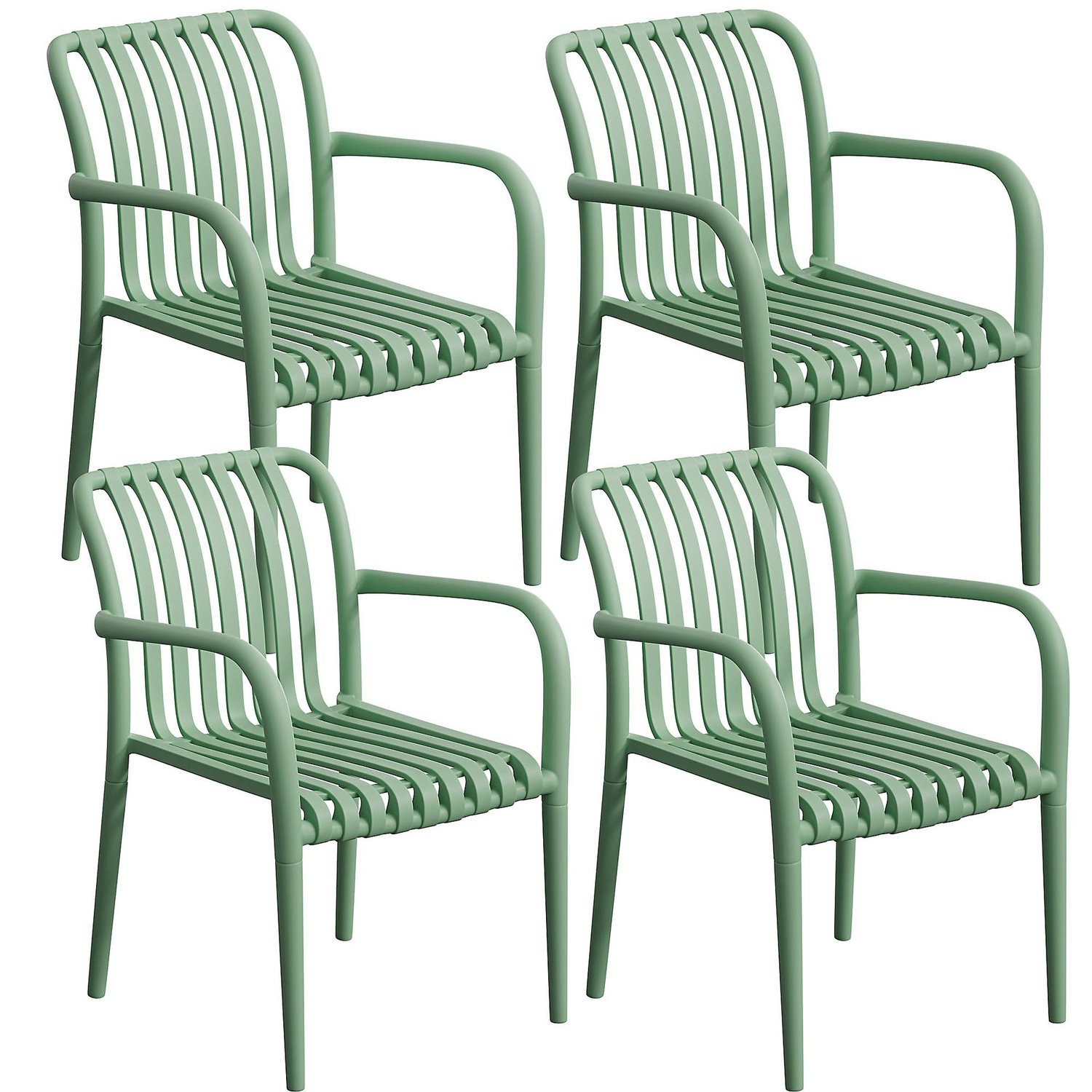 4er Set Gartenstühle Carisi - grün