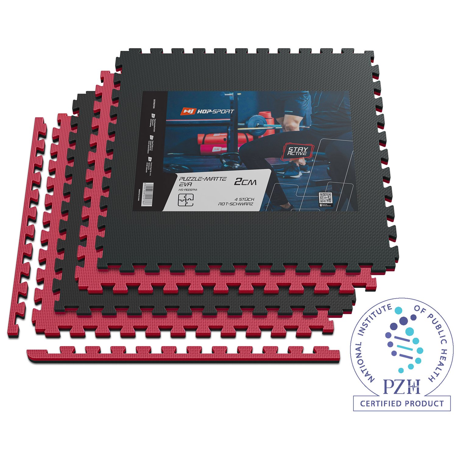 Puzzlematte EVA 2cm - 4 Stück schwarz/rot