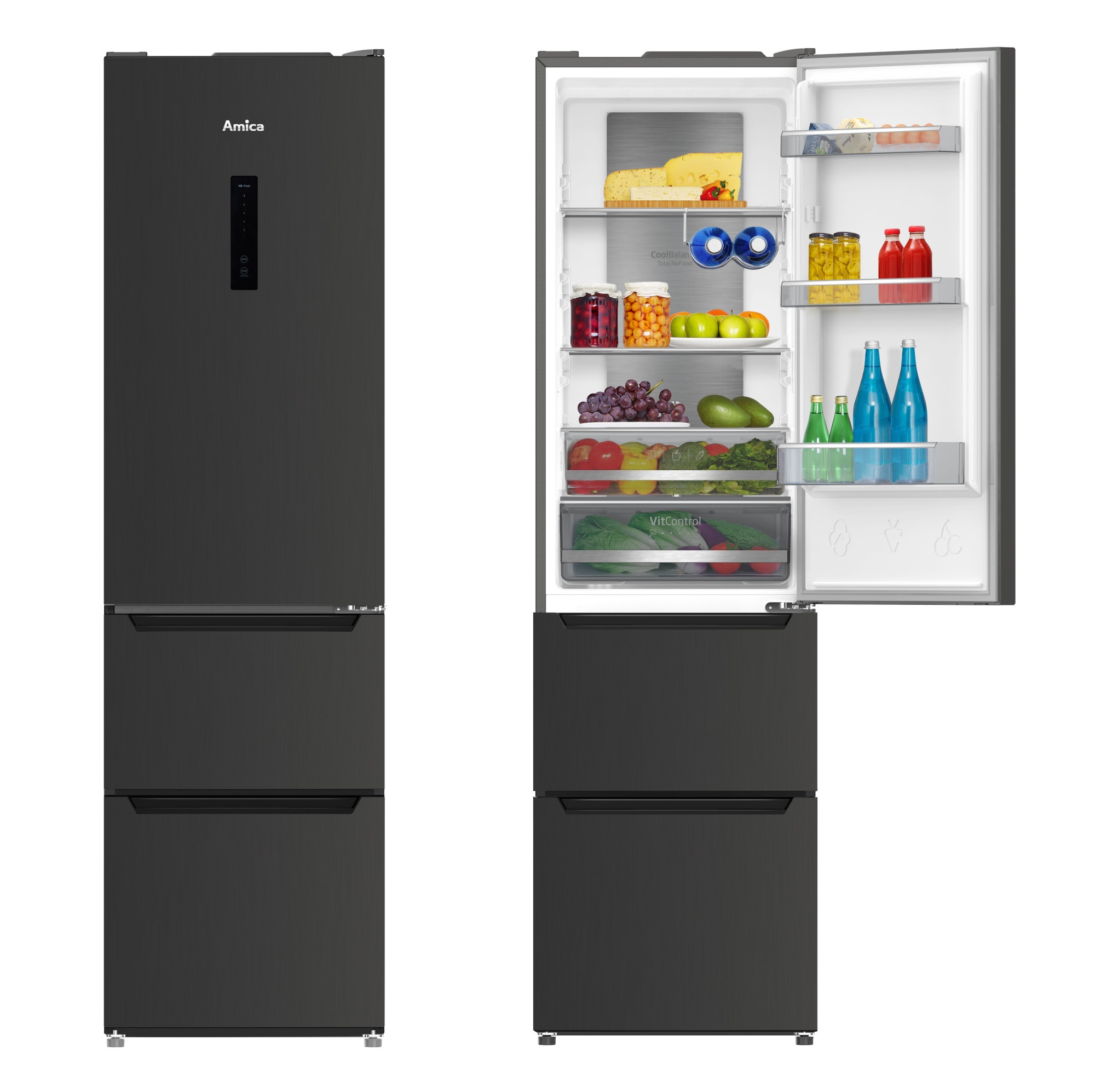 Lodówka Amica FK4005.6DFCM Czarny inox Total NoFrost