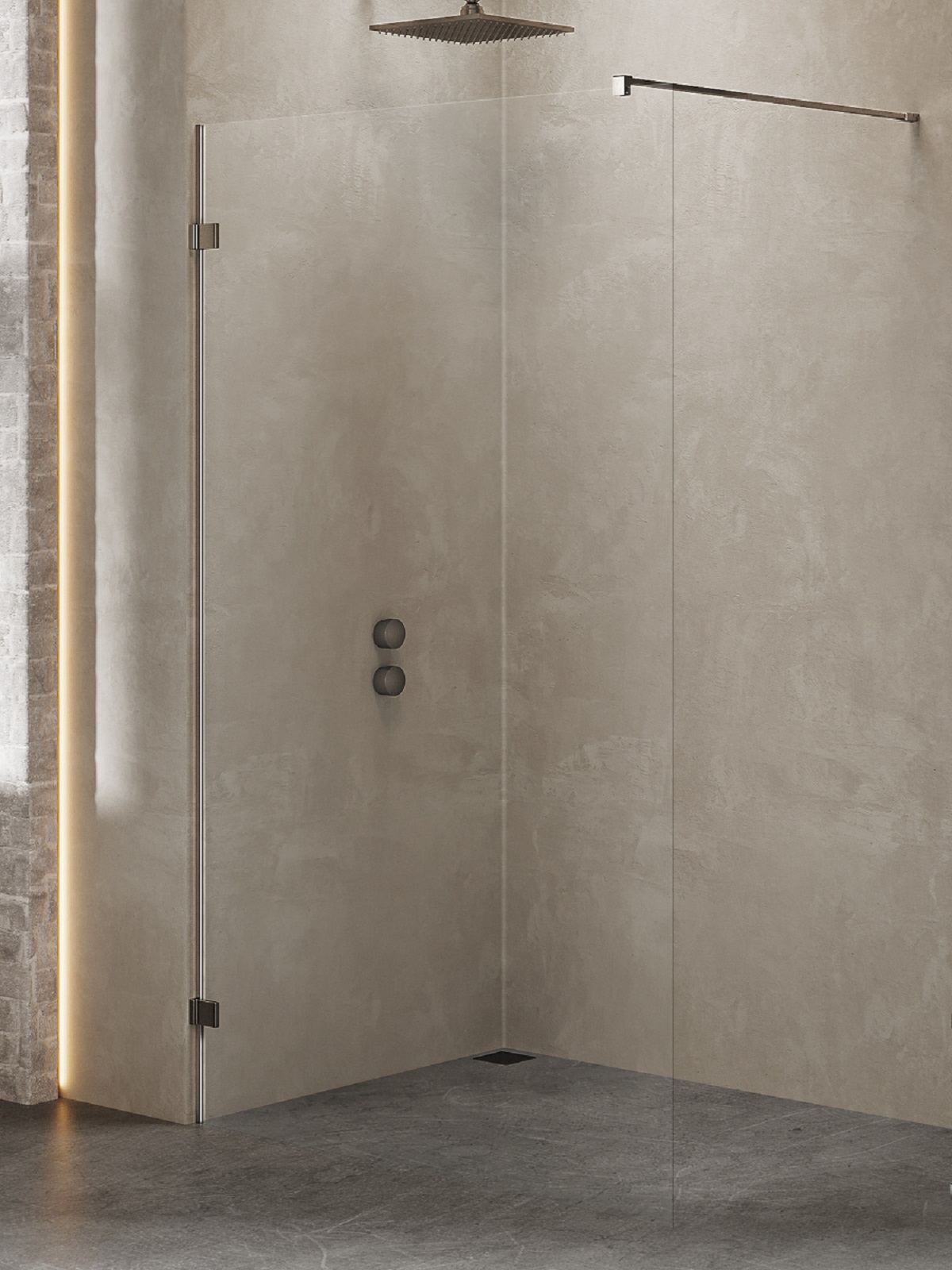 New Trendy Avexa Gunmetal Brushed ścianka prysznicowa walk-in 110 cm gunmetal szczotkowany/szkło przezroczyste EXK-7104