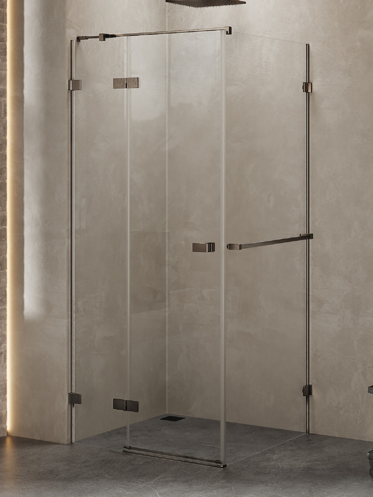 New Trendy Avexa kabina prysznicowa 80x120 cm prostokątna lewa gunmetal szczotkowany/szkło przezroczyste EXK-3263