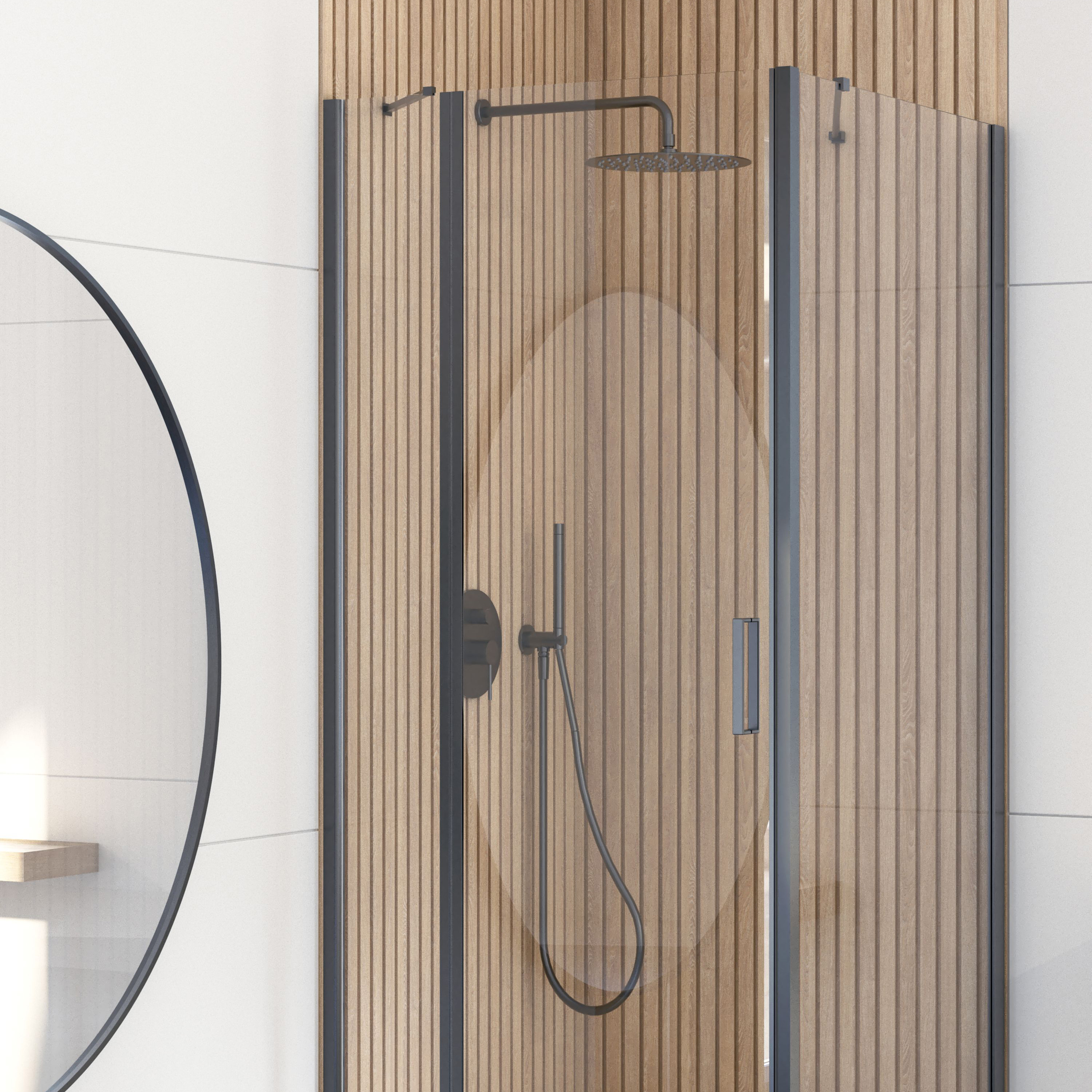 Oltens Verdal drzwi prysznicowe 80 cm czarny mat/szkło przezroczyste 21203300 - Wysyłka w 24h