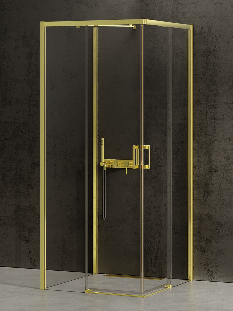 New Trendy Prime Light Gold kabina prysznicowa 70x100 cm prostokątna prawa złoty/szkło przezroczyste K-1549