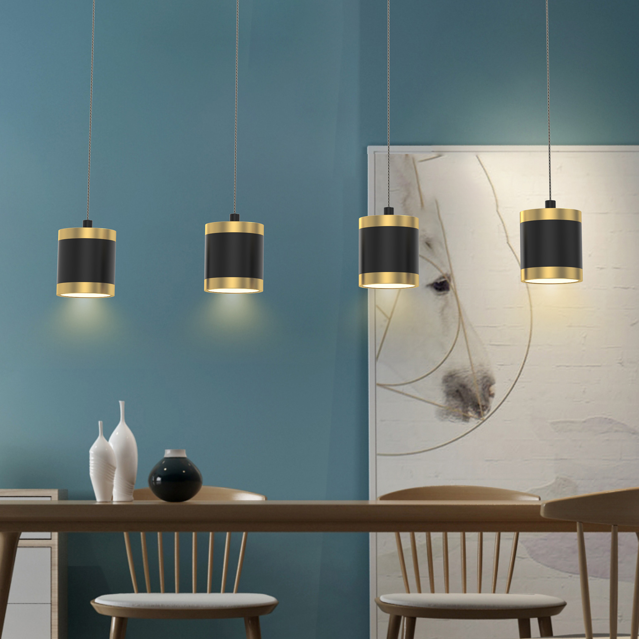 Aviano Toulouse lampa wisząca 4x8,5 W czarna 7003-404