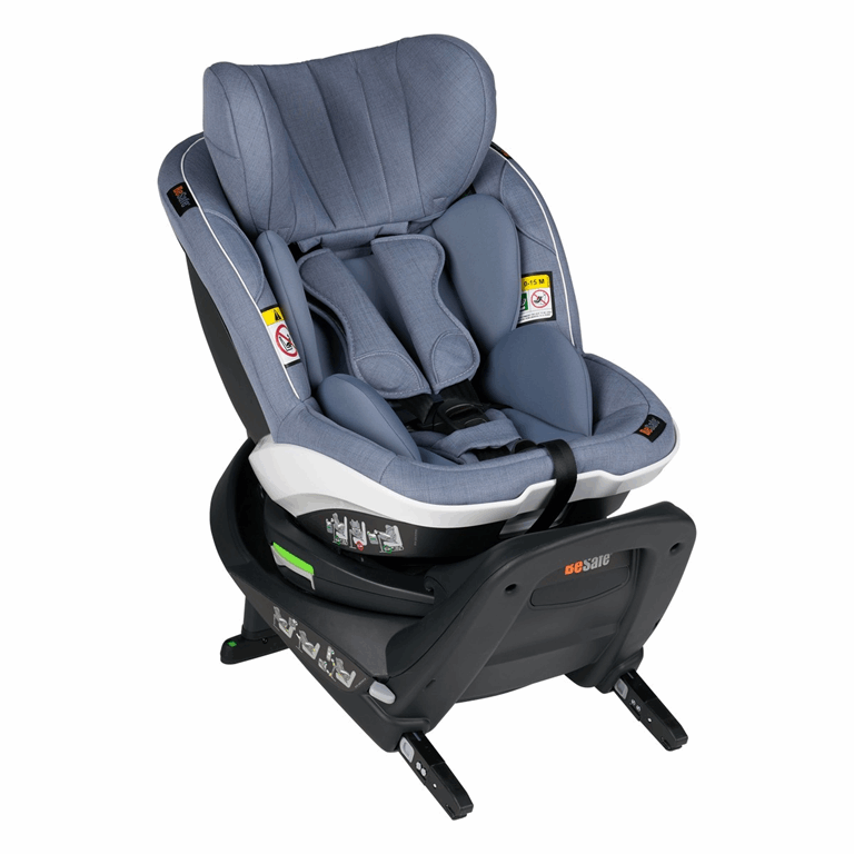 BeSafe iZi Turn i-Size - fotelik obrotowy od 61cm do 105cm, od 6 m-cy do 4 lat, do 18 kg-Niebieski Melange