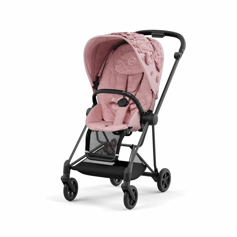 Cybex Mios 3.0 Fashion Collection - wózek spacerowy z gondolą Lux-Simply Flowers Pale Blush-Chrome z brązową rączką