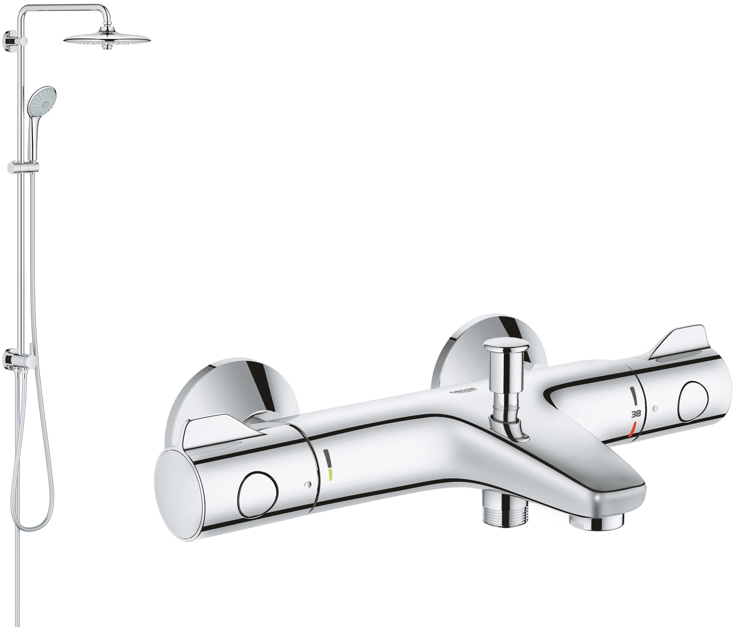 Darmowa Dostawa - Zestaw prysznicowy ścienny termostatyczny z deszczownicą starlight chrome Grohe Grohtherm 800 abset1540