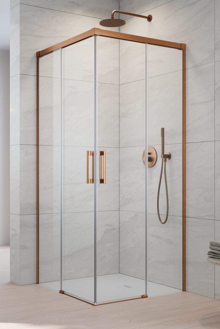 Darmowa Dostawa - Drzwi prysznicowe 90 cm rozsuwane miedź szczotkowany/szkło przezroczyste Radaway Idea Brushed Copper KDD 3870609301R