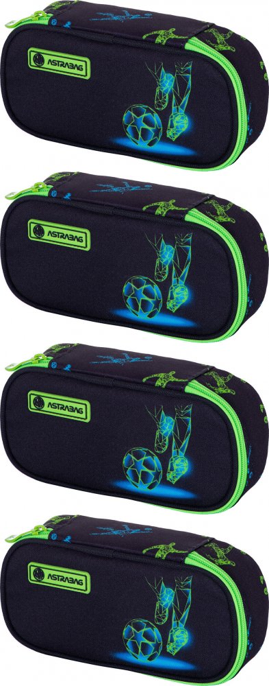 4x Piórnik saszetka Astra Astrabag AC6 Football Motion, bez wyposażenia, 22x9x5cm, czarno-zielony