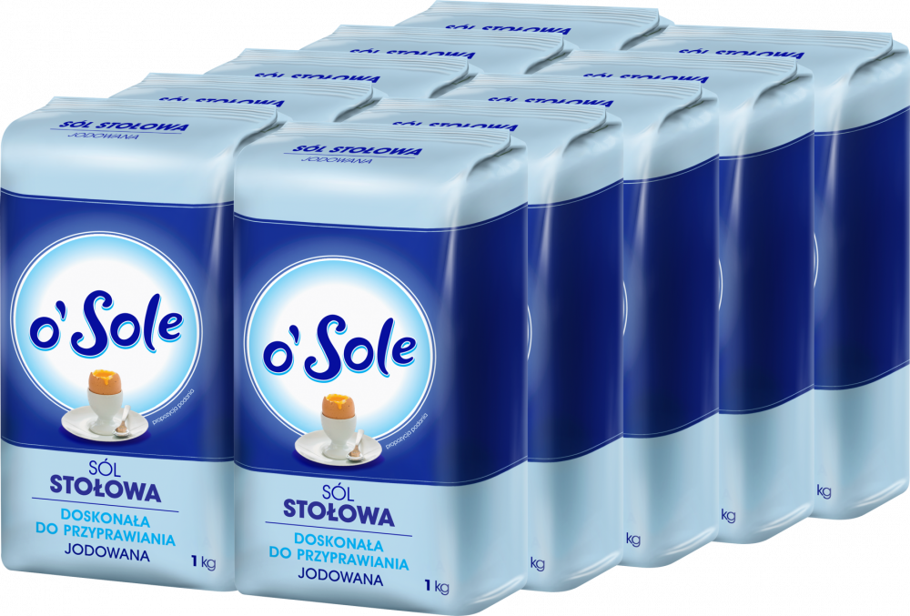 10x Sól stołowa jodowana o'Sole, 1kg