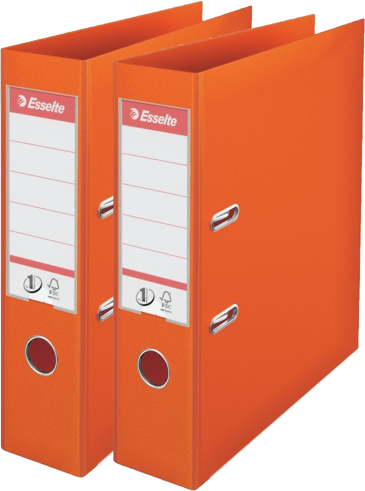 2x Segregator A4 Esselte No.1 Power, 75mm, do 500 kartek, 30% PP z recyklingu, pomarańczowy