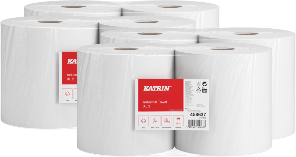 4x Czyściwo papierowe Katrin Classic 458637, 2-warstwowe, 280mmx260m, 2 rolki, biały