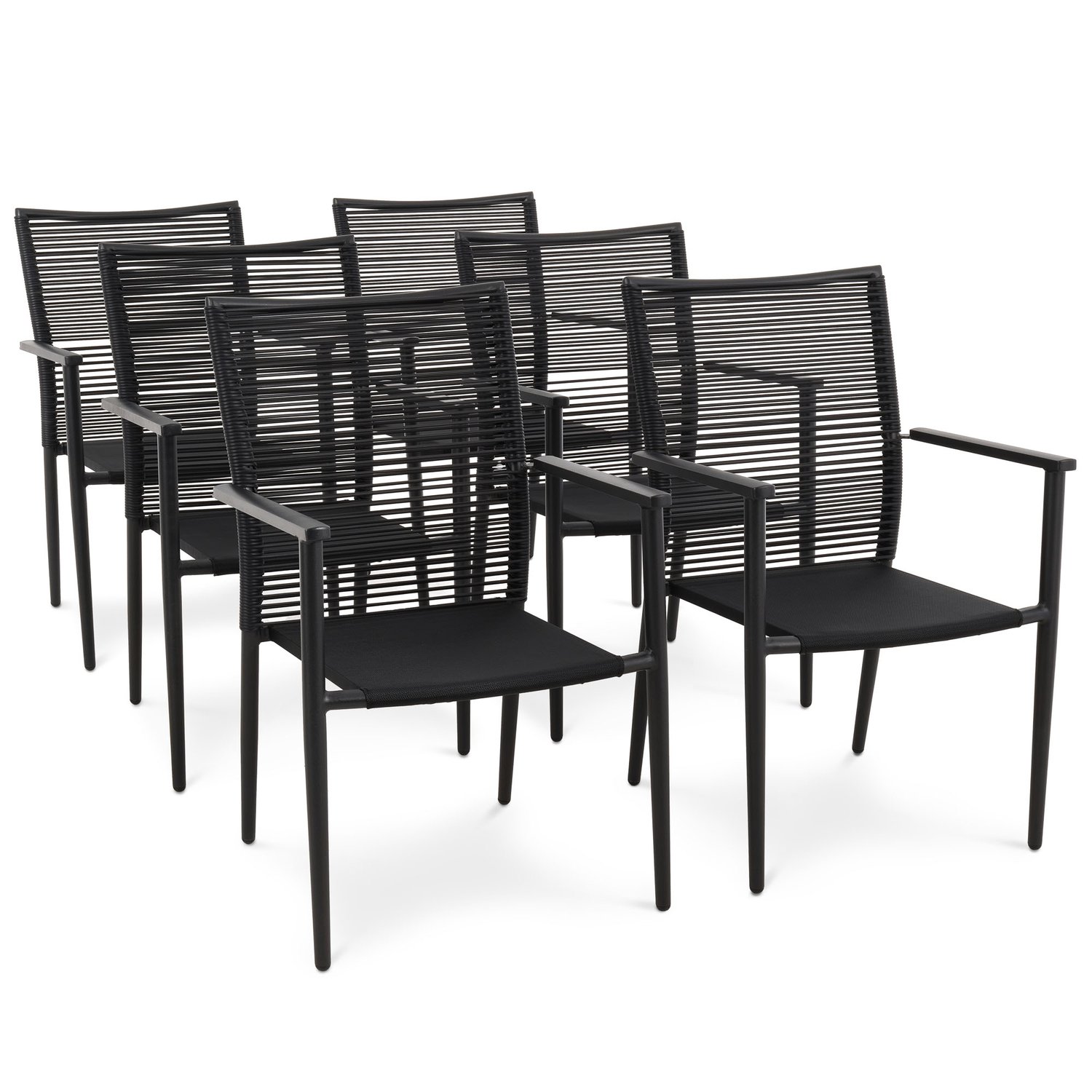 6er Set Gartenstühle Codi - Schwarz