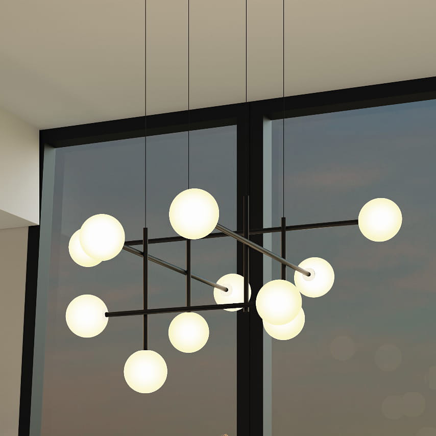 Mantra Cellar lampa wisząca 11x5 W biała-czarna 7630