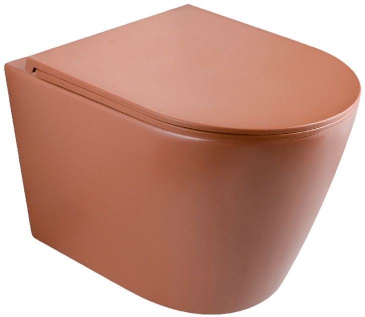 Darmowa Dostawa - Miska WC z deską wolnoopadającą wisząca bez kołnierza ze spłukiwaniem wirowym czerwony mat Uptrend Amaro TR2217RU30