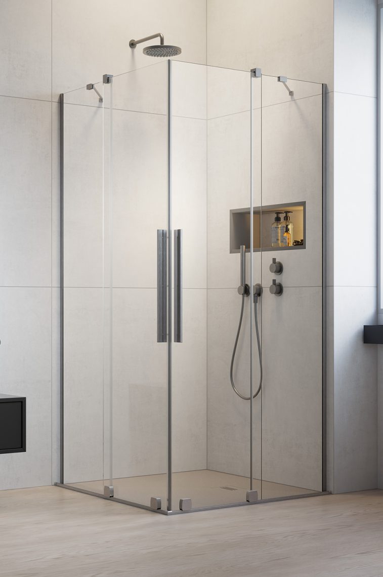 Darmowa Dostawa - Kabina prysznicowa część lewa 90x90 cm kwadratowa szczotkowany/szkło przezroczyste Radaway Furo Brushed Nickel KDD 101050909101L
