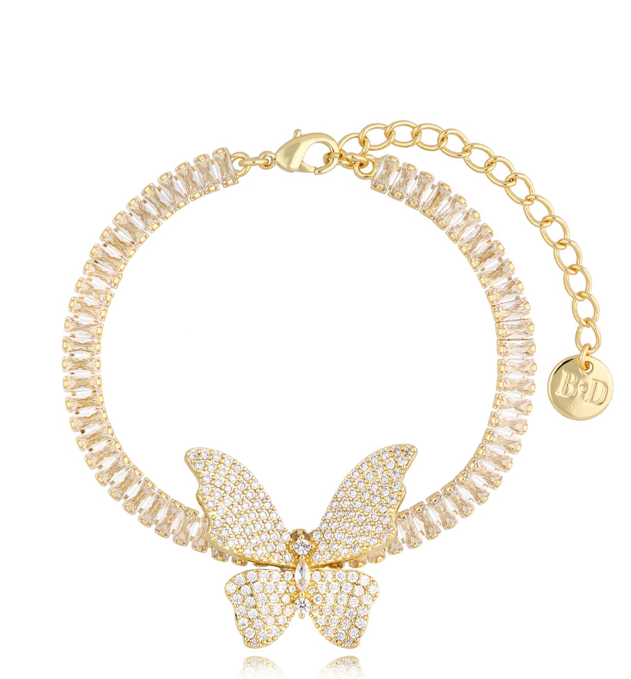 Bransoletka ze złotym motylem Golden Butterfly BSS0136 - By Dziubeka