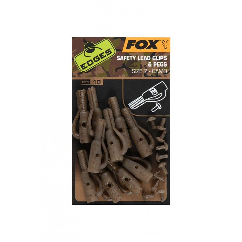 Fox Edges Bezpieczny klips CAMO Safetly Lead Clip & Pegs Rozm.10