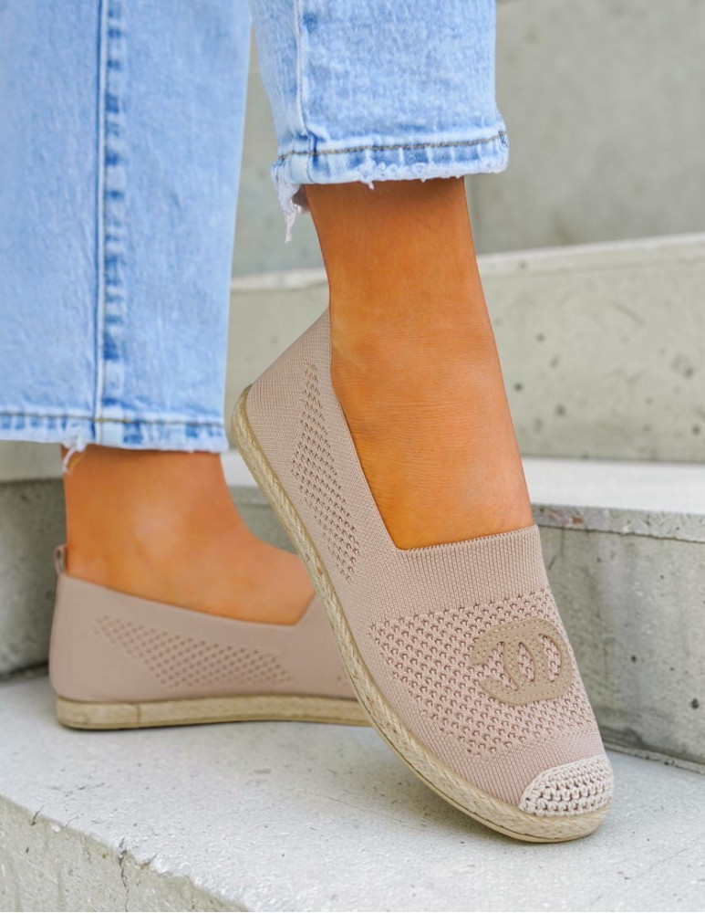 Beżowe Elastyczne Lekkie Espadryle Damskie Chanells