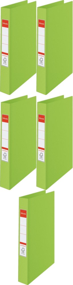 5x Segregator Esselte Vivida, A4, 42mm, do 190 kartek, 4 ringi, 30% PP z recyklingu, zielony