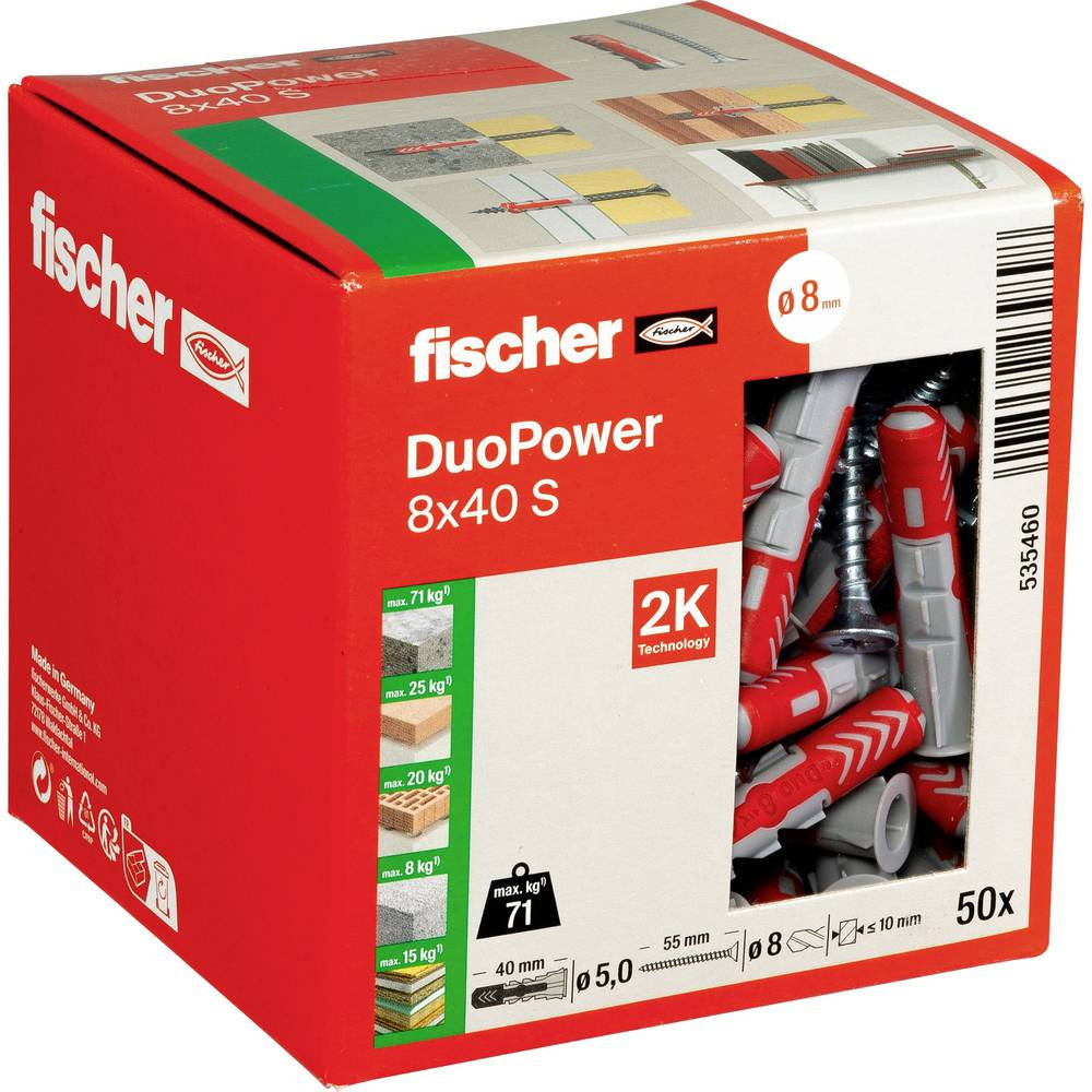 Kołek uniwersalny Duopower 8 x 40mm z wkrętem 50 sztuk Fischer
