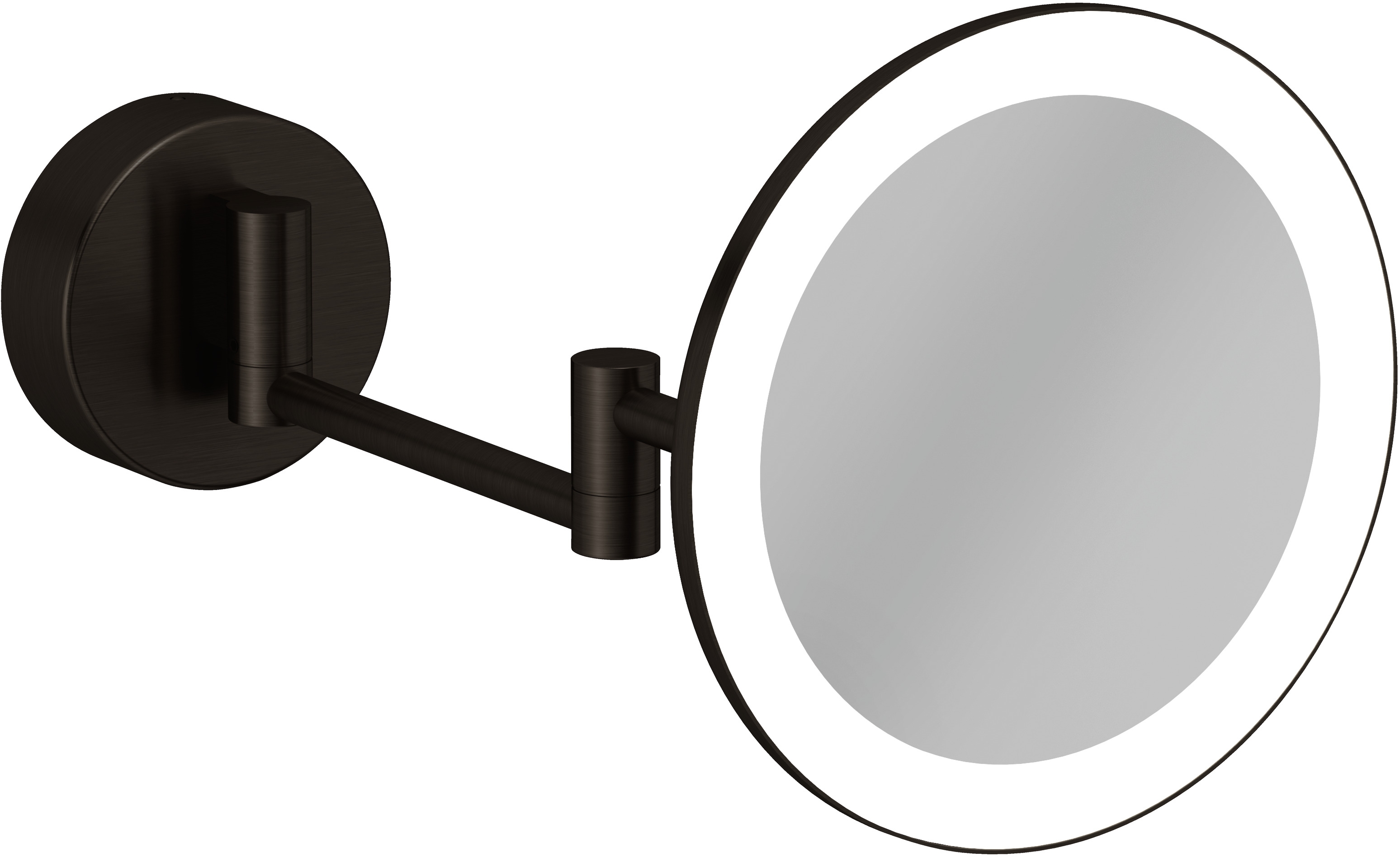 Kludi Vela R lusterko kosmetyczne 20,2x20,2 cm okrągłe z oświetleniem czarny szczotkowany 58995N2W