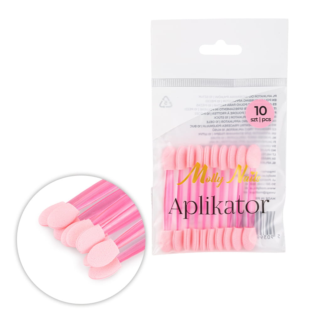 Aplikator pacynka do wcierania pyłków Molly Nails różowy 10 szt